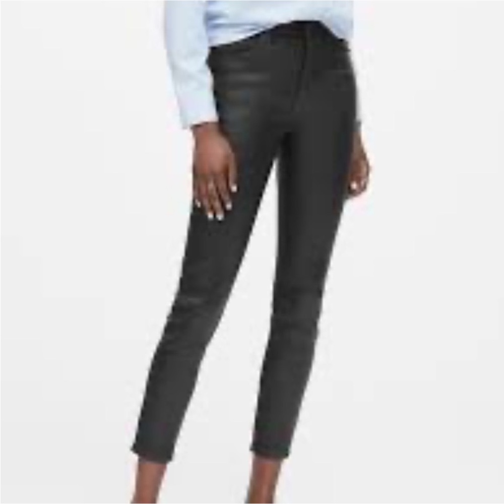 Bannana Republic Fob Leather Skinny Black Skinny Leather Pants Size 16 Tall